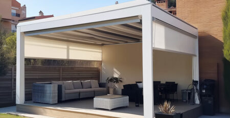 pérgola jardín aluminio blanca